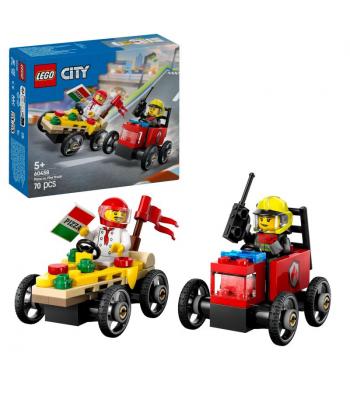 LEGO City - 60458 - Pack de Carros de Corrida Pizza vs. Carro dos Bombeiros