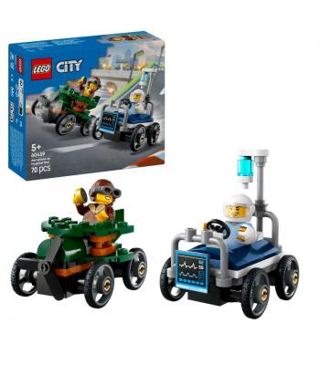 LEGO City - 60459 - Pack de Carros de Corrida Aeronave vs. Cama de Hospital