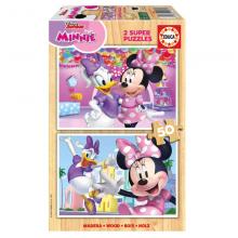 Educa Puzzle 2x50 peças em madeira, Minnie - 19962